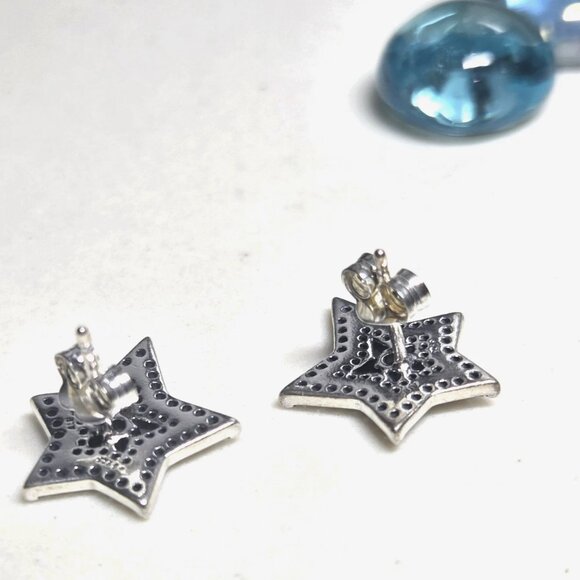 Authentic Pandora Sparkling Celestial Asymmetric Stars Stud Earrings Sterling - Picture 5 of 8
